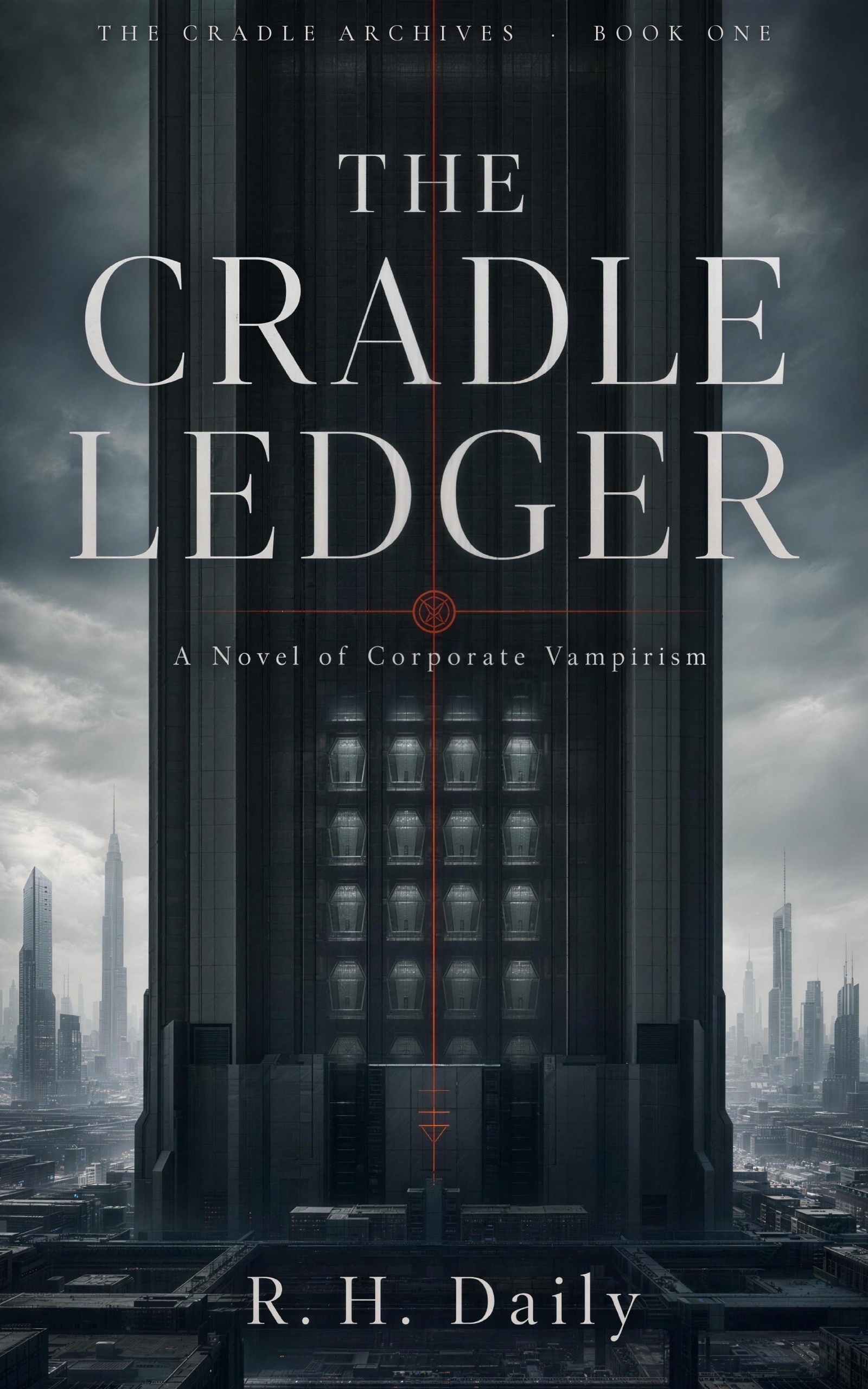 The Cradle Ledger cover: a dark tower with lit cradle-shaped windows